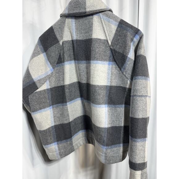 Alpine Design Plaid Wool Blend Zip Jacket Gray Blue Buffalo Check SZ M - Picture 7 of 11